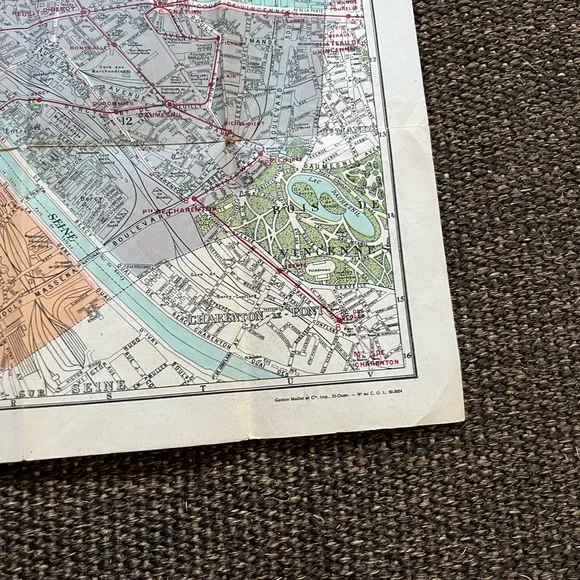 Beautiful map of Paris NewBo Paris monumental vintage - Picture 3 of 15